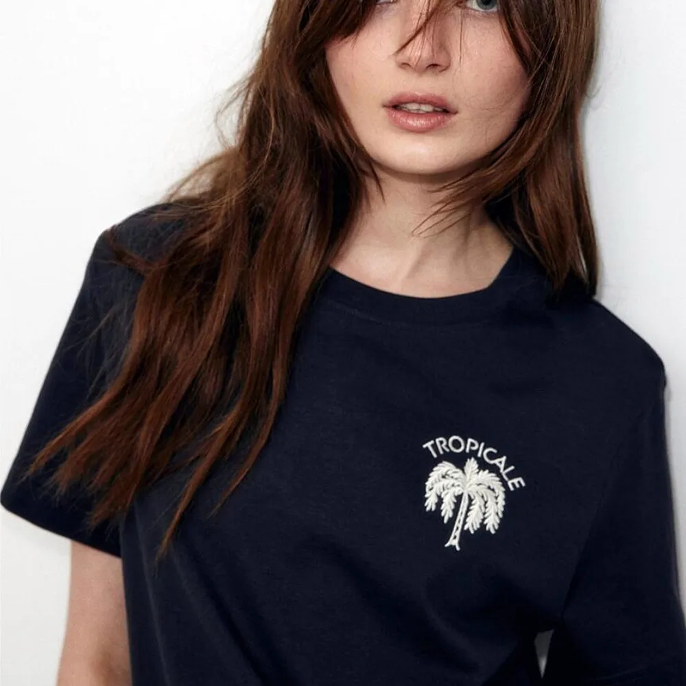 

American Vintage Embroidery Black T Shirts Female Summer Short Sleeve Loose Cotton Crewneck Tops Tees Ins Fashion Chic Tees