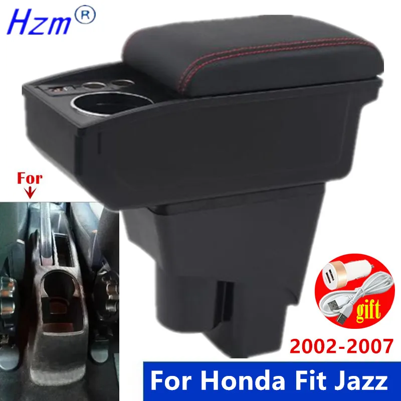 

Для Honda Fit Jazz 1 2002-2007 подлокотник для Honda Jazz, автомобильный подлокотник, двухэтажный ящик для хранения, специальные модернизированные автомобильные аксессуары