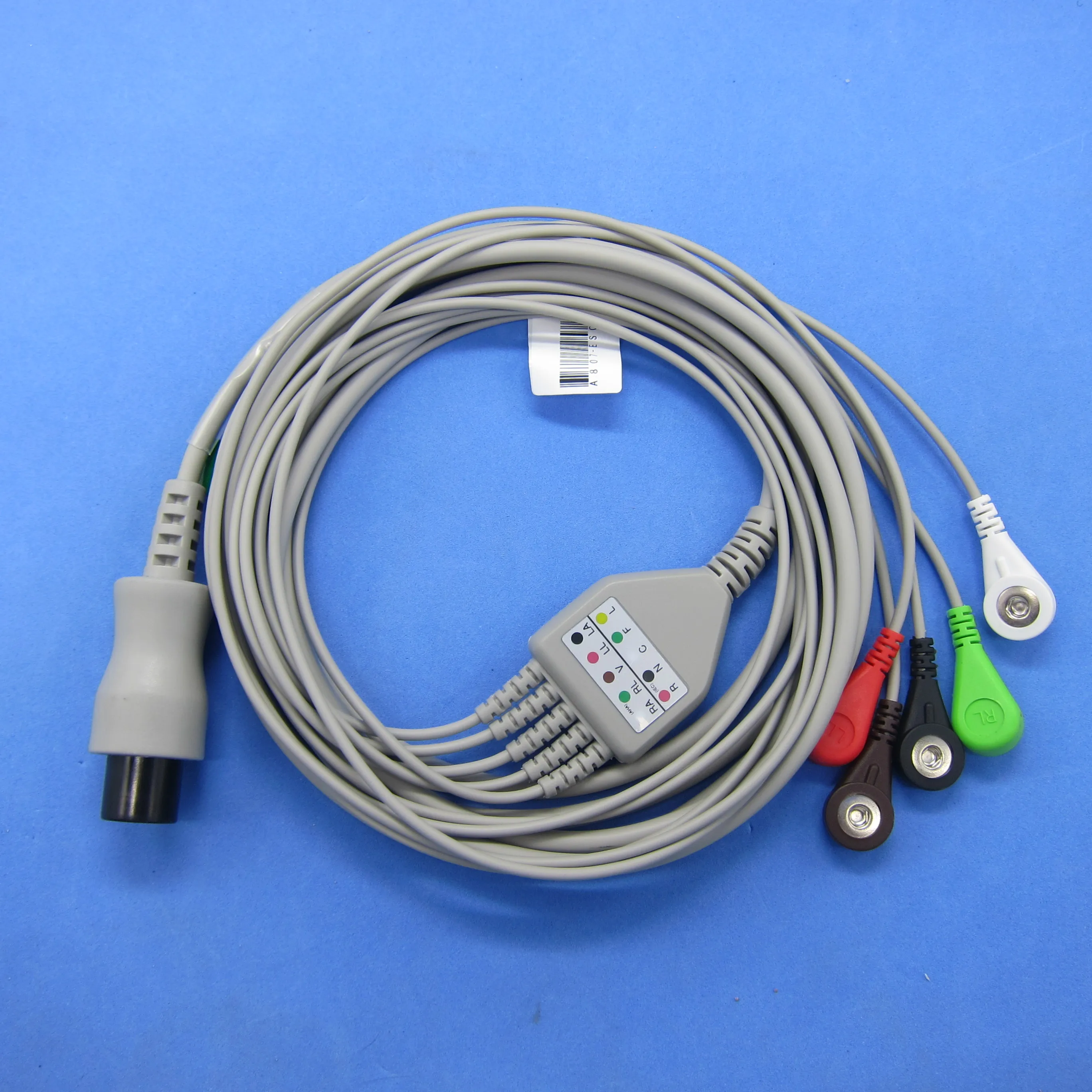 One-Piece Ecg Cable Ekg Cable Aha 3leads 5leads Snap Clip Ecg Lead Wires for Physio Lifepak Mornitor Machine