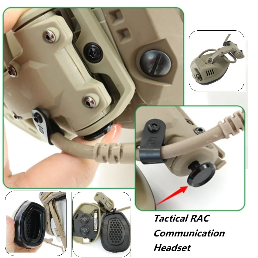 TAC-SKY Tactical RAC Communication Headset Pickup Noise Canceling Tactical Headset with Tactical ARC Rail Adapter for Fast Helme