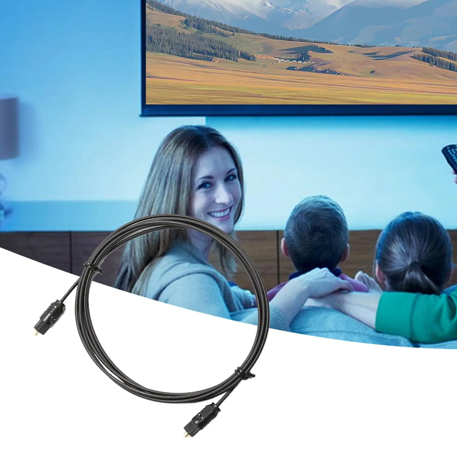 1.5M Optical Audio Cable for Soundbar, OD2.2 Digital Fiber Optic Cable, Metal Connector for TV Speaker Sound Bar