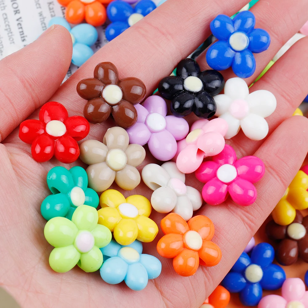 10pcs  Luminous Floral Acryl Beads Glow In The Night Spacer Beads For Bracelet Necklace DIY Accessories T0711