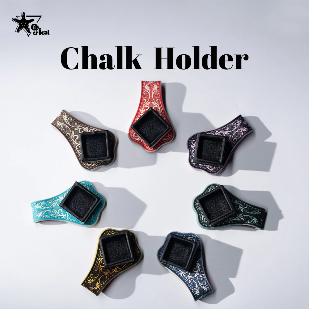 Pool Cue Chalk Holder PU Leather Magnetic Pocket Clip Embossed 23x23mm Inner Square Case for Billiards & Snooker CRICAL
