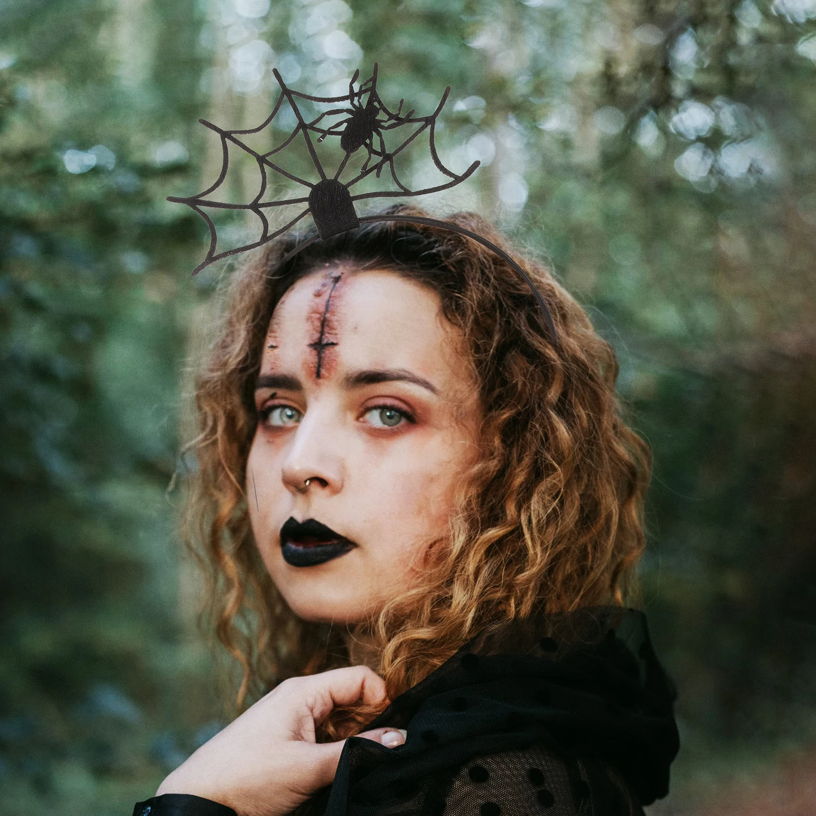

4 pcs Halloween Headb Set Spider Web Witch Hat Horn Fork Hairb for Women Party Accessories Carnival Costume