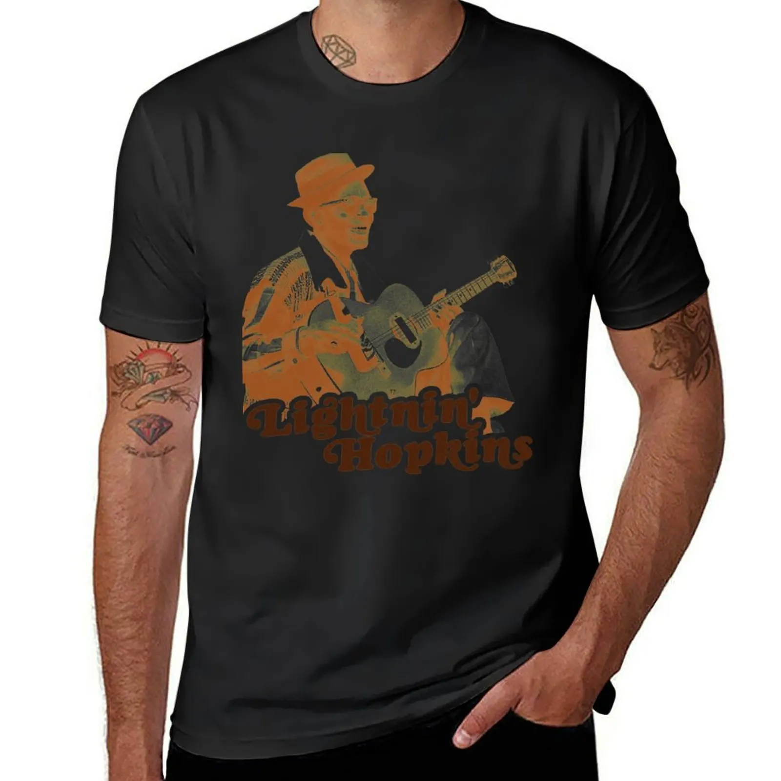 Футболка Lightnin Hopkins с принтом сепии, в стиле ретро, одежда из аниме, футболки большого размера для мужчин с графическим принтом