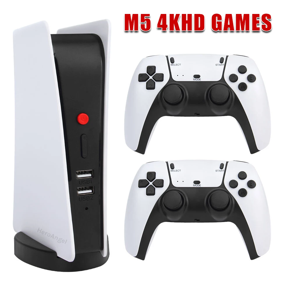 Mới M5-PS5 Video Tay Cầm Chơi Game Không Dây 2.4G Tay Cầm Chơi Game Điện Tử Điều Khiển 64GB/128GB 20000 Trò Chơi Miễn Phí Hộp 4K Ra TV Cho PS1/CBA/MD//FC/SFC