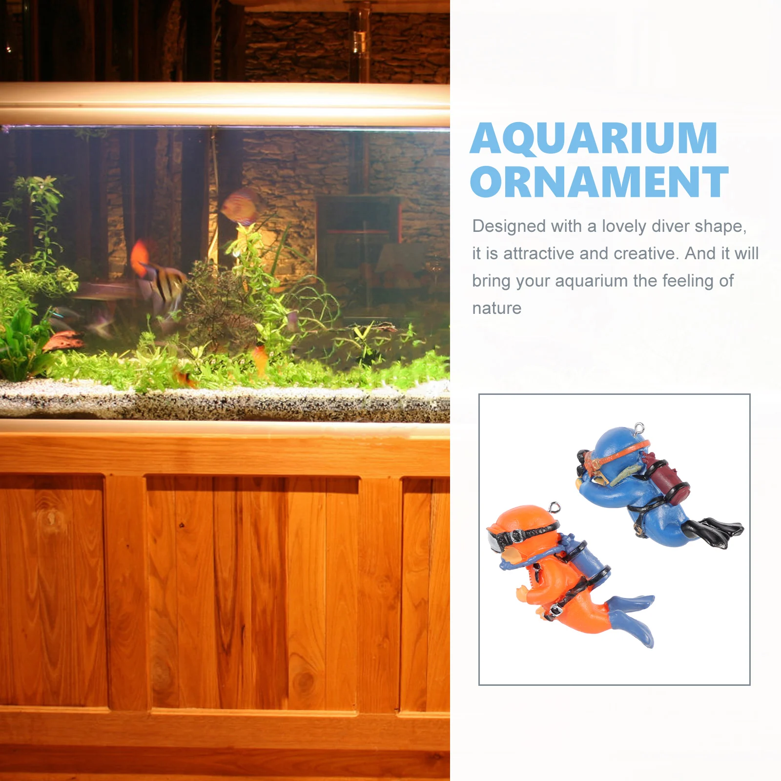

Aquarium Decor Diver Fish Tank Decoration Treasure Chest Accessories for