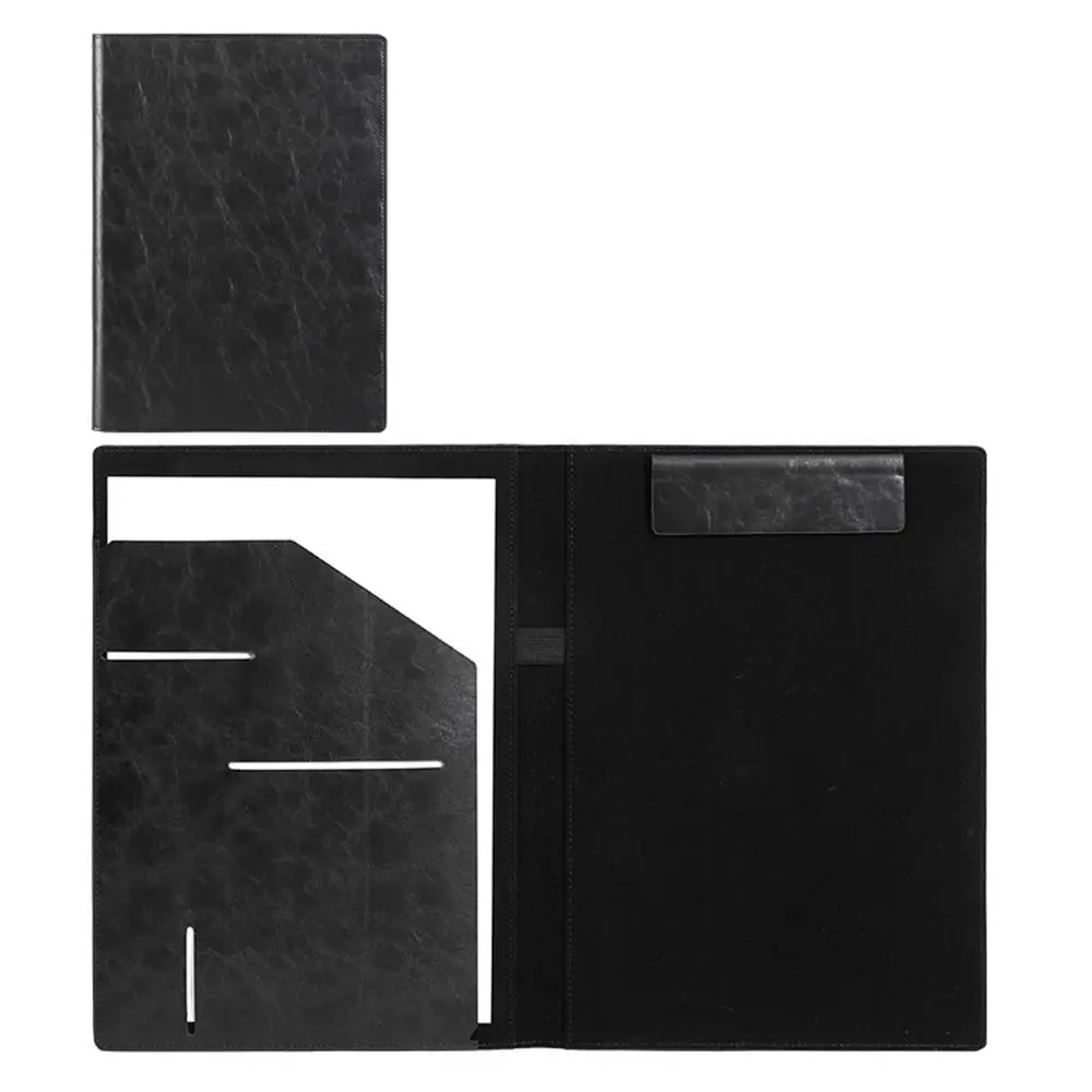 Multifunctional A4 Conference Folder File Storage Vintage Clipboard Leather File Folders Writing Pads with Magnetic Clip
