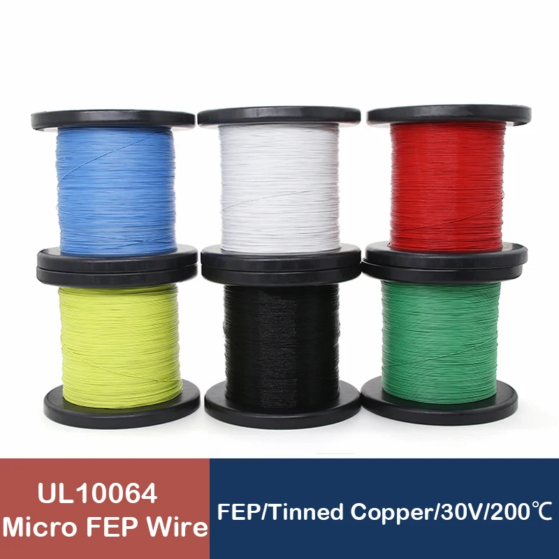 10~50M UL10064 Wire 36/34/32/30/28/26AWG PTFE Plastic Ultra Fine Micro Litz Wires Solder With High Conductivity DIY Copper Cable