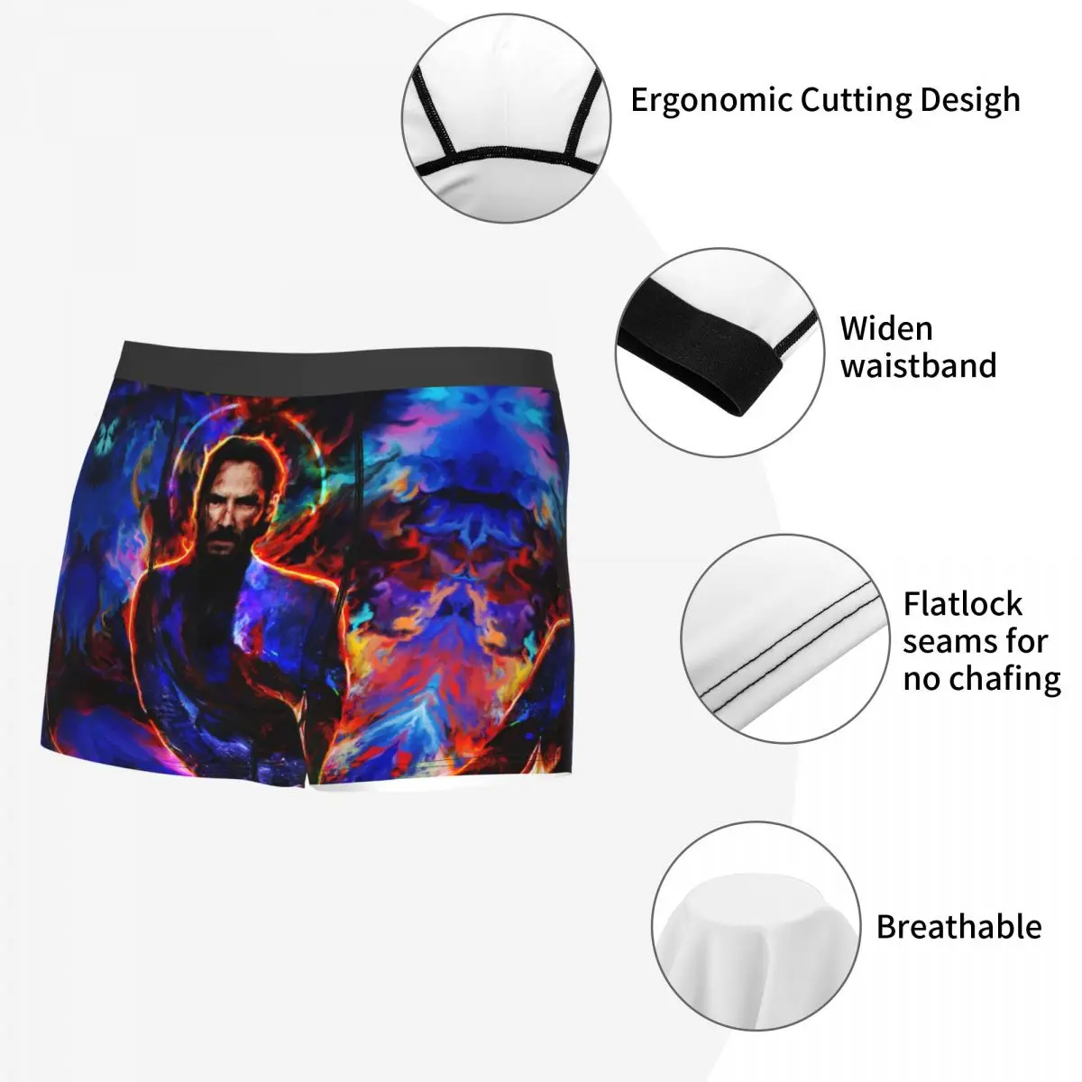 Keanu Reeves John Wick Calzoncillos bóxer para hombre, calzoncillos muy transpirables, pantalones cortos con estampado 3D de alta calidad, regalos de cumpleaños