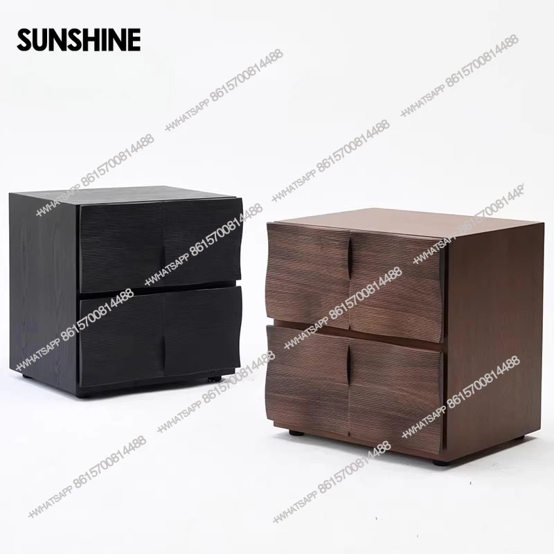 

Medieval style bedroom minimalist bedside table simple walnut solid wood storage cabinet