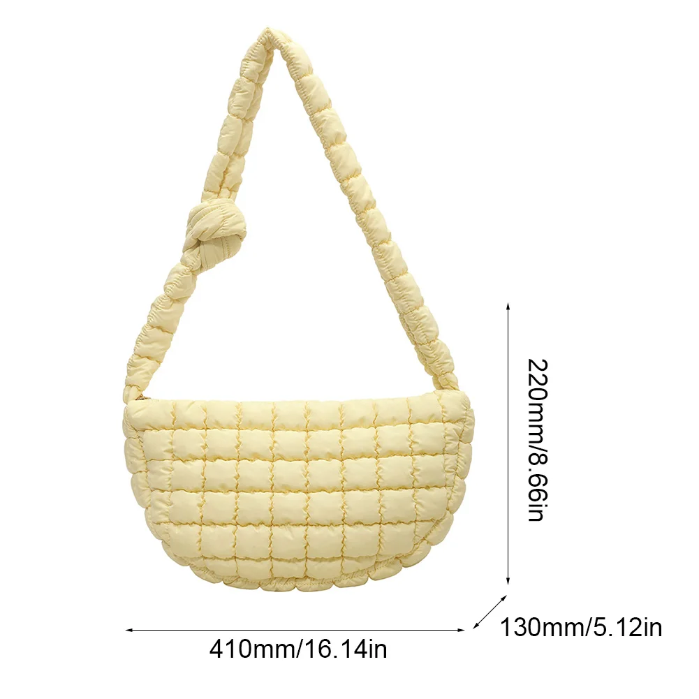 Ladies Quilted Padded Crossbody Bag Down Pleated Bubble Shoulder Bag Ruched Solid Satchel Bag for Women Large Capacity Sling Bag