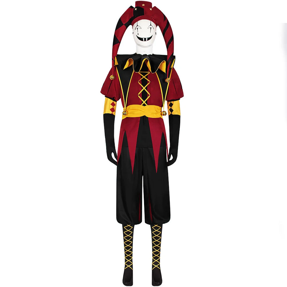 Freak Circus Cosplay Costume Complete Set, Freak Pierrot Cosplay Costume, Clown Uniform, Halloween Carnival Party Men's Clothing