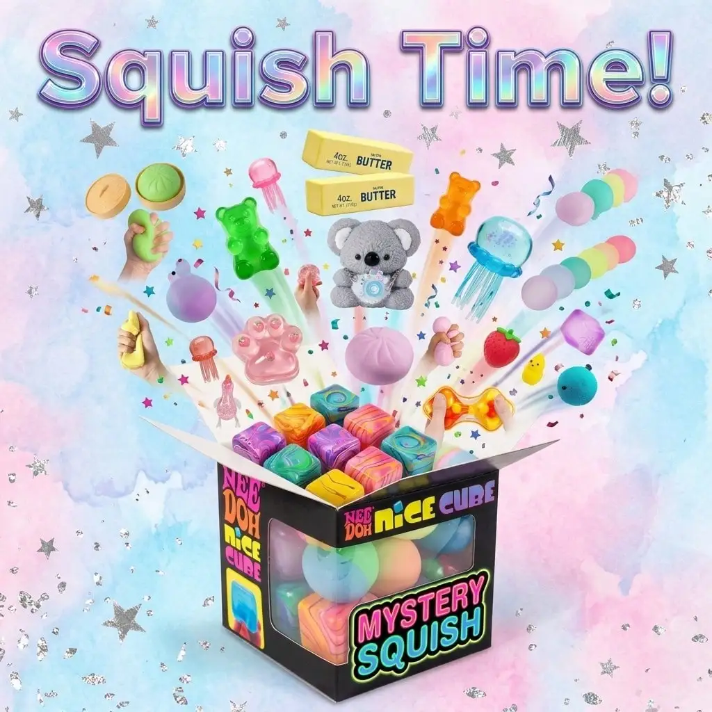 

100+ Styles Squishy Surprise Blind Box, Assorted Animal & Character Slow Rebound Fidget Toys, Stress Relief Sensory Play Party Favors