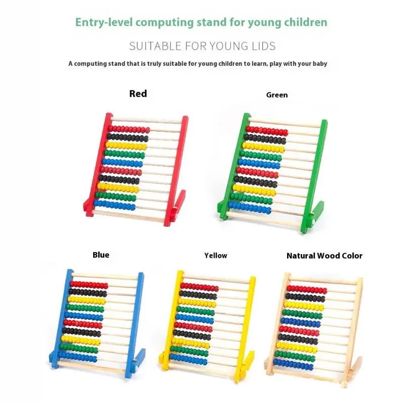 1 pz. Educazione precoce dei bambini Rack di calcolo colorato Dieci giocattoli di legno Sussidi didattici Montessori Abaco Rack regalo