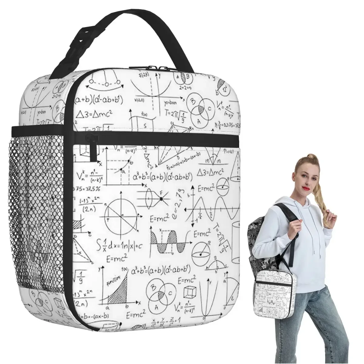 Mathematics Formulas Math Numbers Insulated Lunch Bag for Women Kids Leakproof Food Boxes Thermal Lunch Box Tote