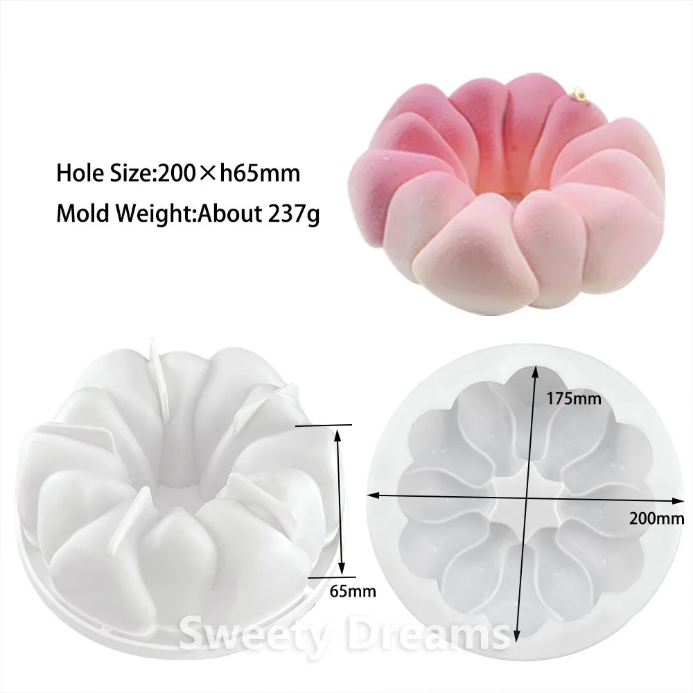 Molde redondo de silicona 3D para pasteles, utensilios para hornear Mousse, postre, pastelería, bandeja, forma de rosa de diamante, dulces