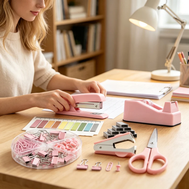 desk-accessories-office-supplies-set-staplerstaple-removerclips-scissorsrulerback‑to‑school-student-stationery-organizer