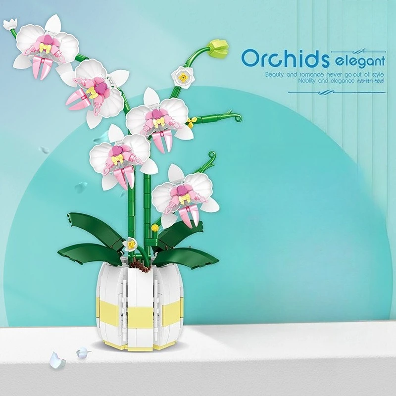 Borboleta orquídea blocos de construção brinquedo flor eterna decoração para casa ornamento blocos de construção educacionais modelo planta
