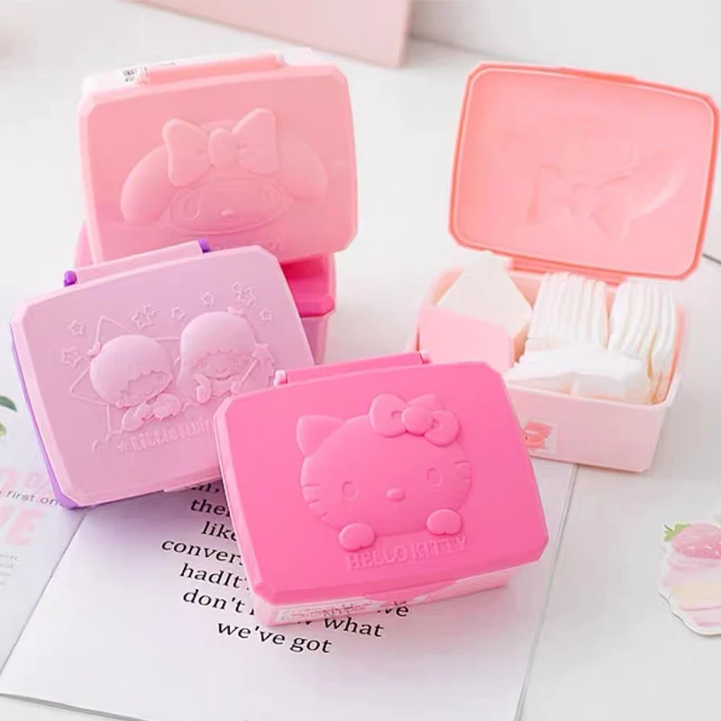 Cartoon Hello Kittys My Melodys Kawaii Mini Storage Box Jewelry Cosmetics Sorting Box Desktop Flip Cover Dust Protection Box