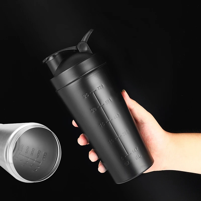 1PC Stainless Steel Protein Shaker Cup 500ml/750ml Portable Fitness Sports Mug Outdoor Drinkware Water Bottle Portable Shakers