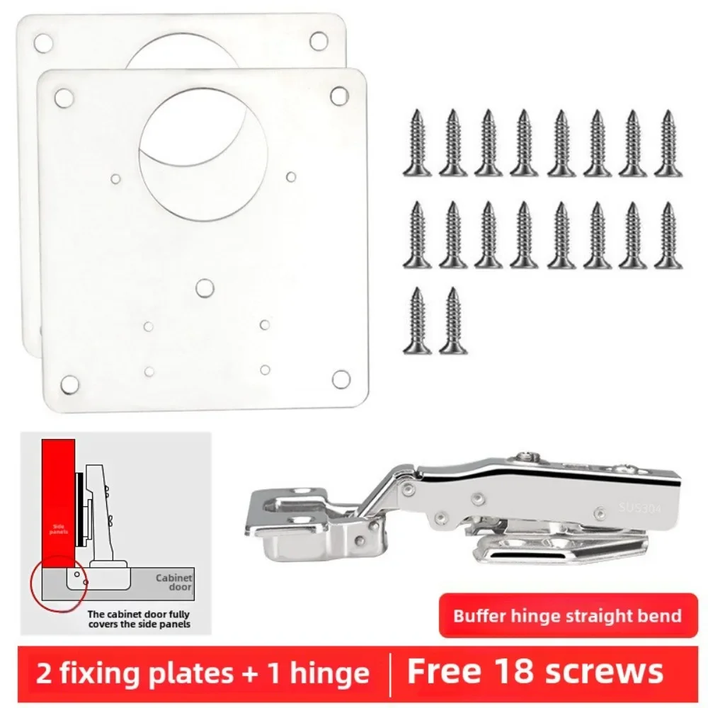 

Hinge Repair Plate Stainless Steel Cabinet Hinge Repair Bracket Kit Fixing Screws, Suitable for Wooden Cabinet Doors Furniture