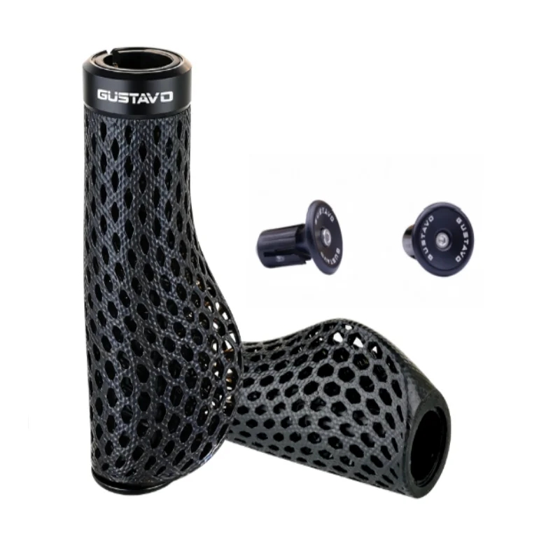 

GUSTAVO 3D Printed Bicycle Grips Shock Absorption Mountain Bike Handlebar Cover MTB Grip+expansion screw