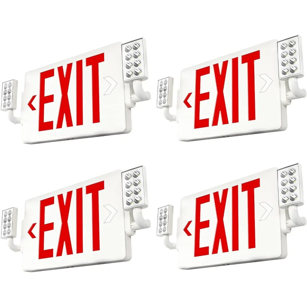 

Double Sided Adjustable LED Emergency Exit Lights with Battery Backup，Exit Sign for Business，Easy to Install,Pack of 4