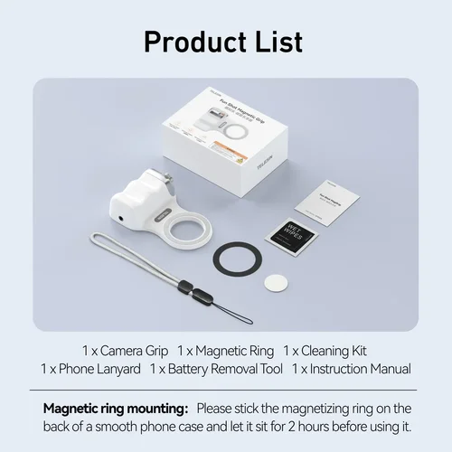 Imagen 2 del producto Empuñadura Magnética para Cámara de Teléfono con Control Remoto BT para Vlogs y Selfies, Compatible con iPhone 17/16/15/14 Pro Max