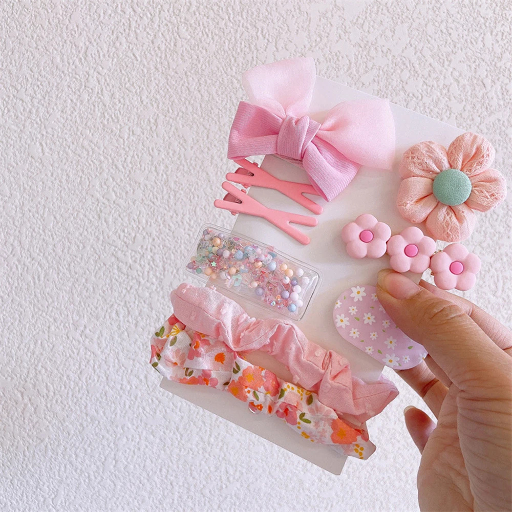 

9pcs/set Korean Girls Hair Accessories Set Hair Clips Pins Elastic Hair Tie Scrunchies Birthday Gift For Baby Girls Kids