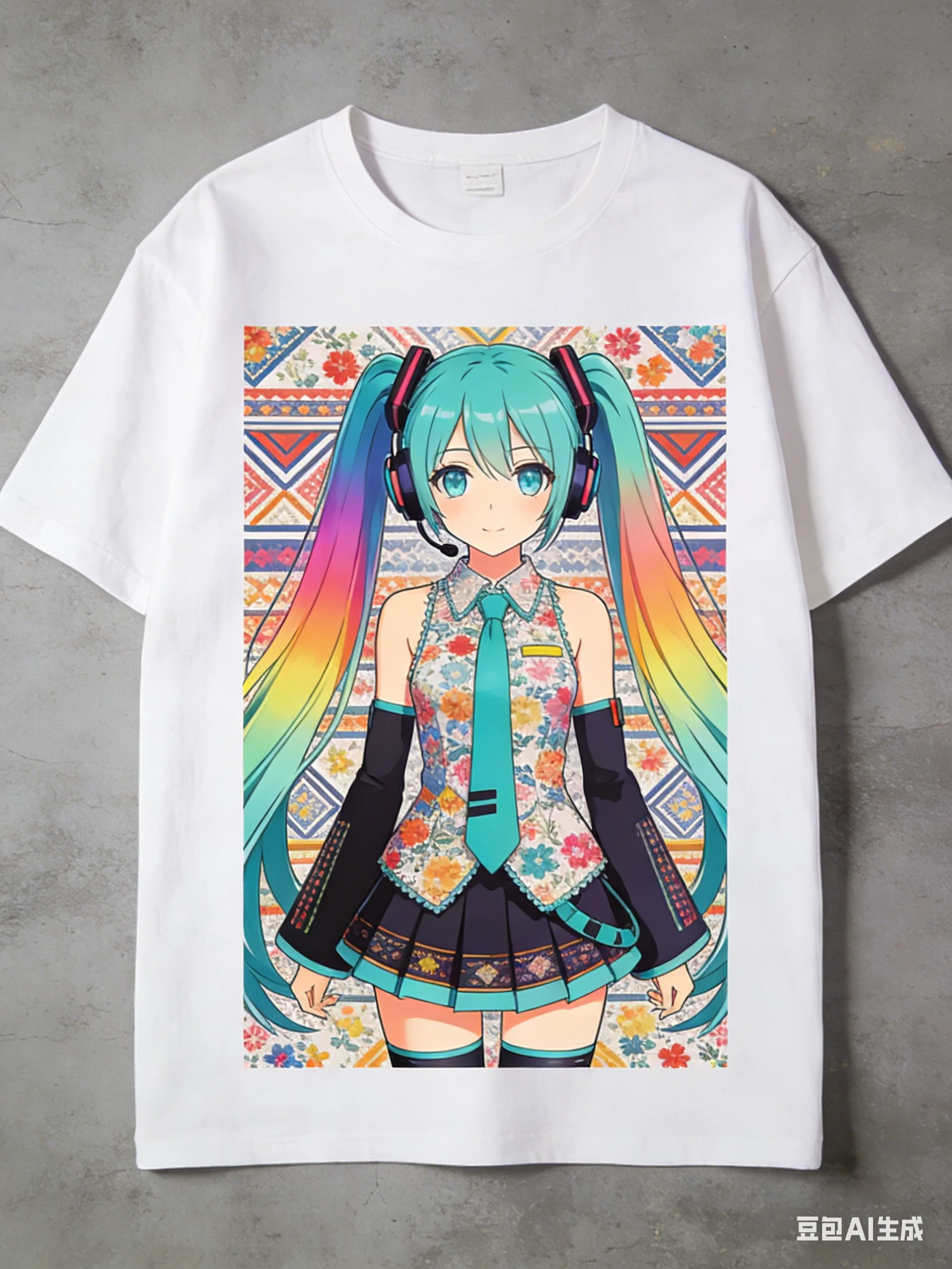 

Футболка с принтом Hatsune Miku Collaboration, японское аниме, свободный крой, утягивающий силуэт, для модных девушек