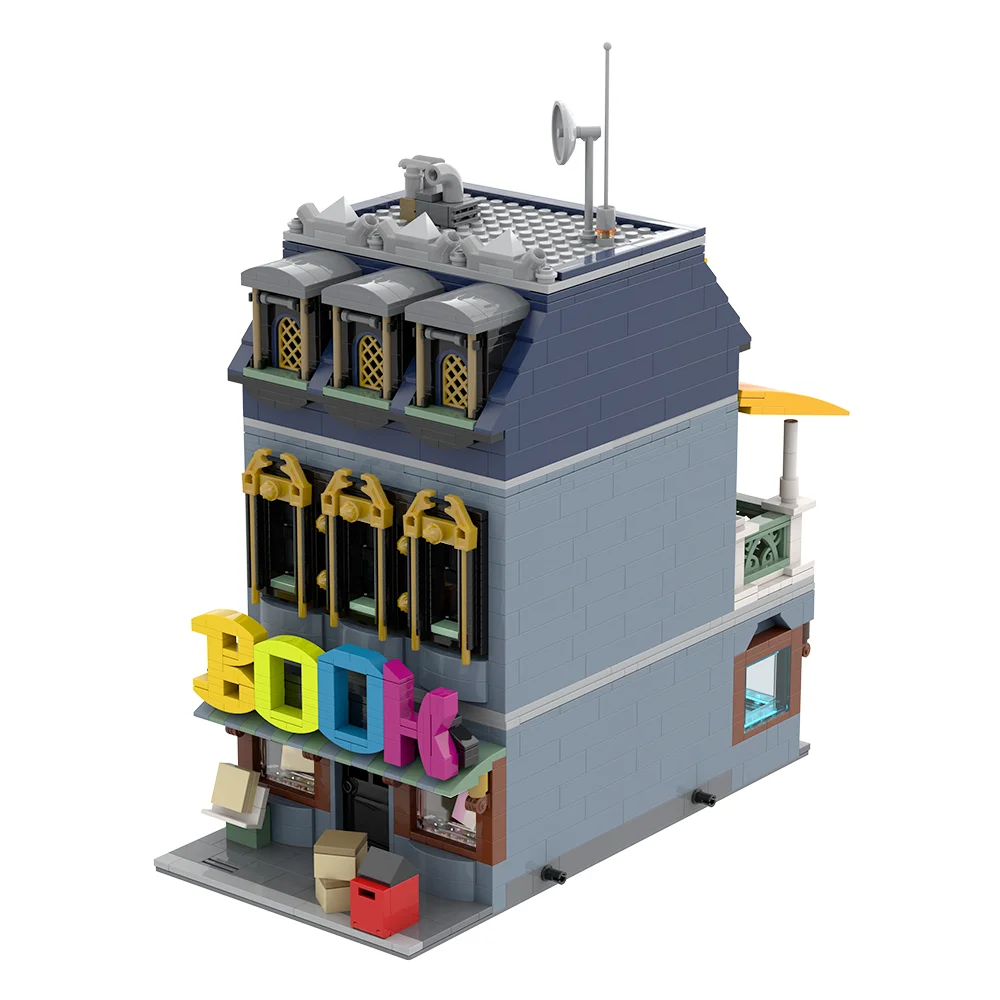 

Gobricks MOC Little Bookshop Building Blocks Model Market Street View Architecture Bricks diy Assembled Toy for Children Gift