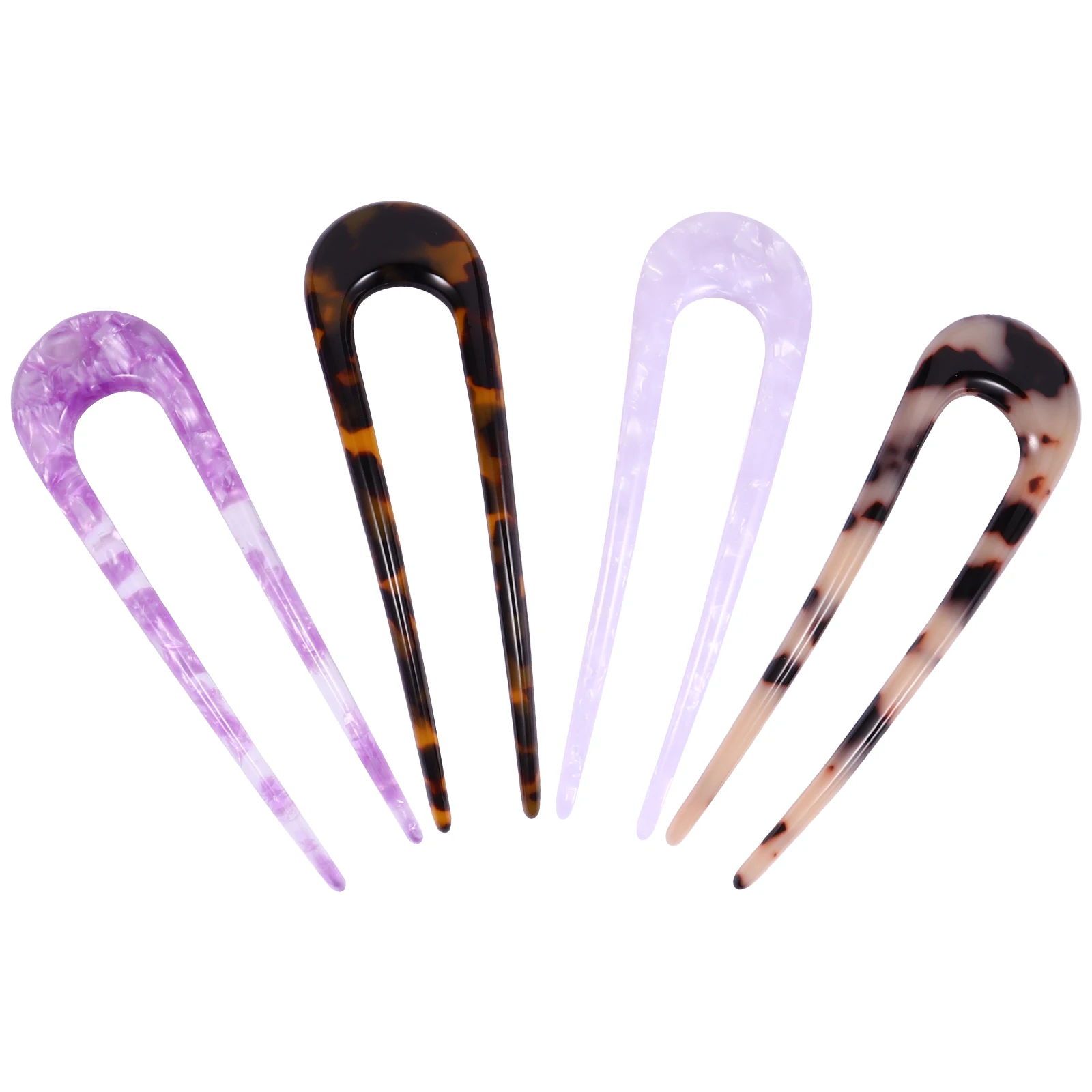 

4 Pcs U-shaped Hairpins Acetic Acid Hair Accessories Hairpin Comb Clips Retro Elegant Simple Design Non-slip Durable Safe