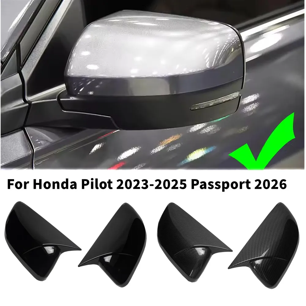 

For Honda Pilot 2023-2025 Passport 2026 ABS Carbon Fiber/ Gloss Black Side Door Rearview Mirror Cover Trims Exterior Accessories