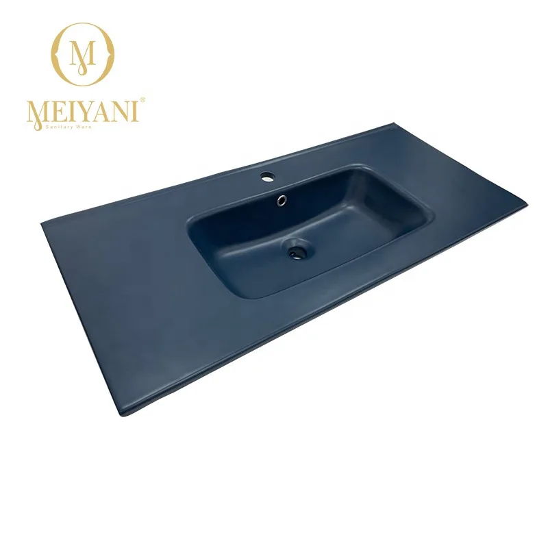 Simple ceramic table basin black matte thin edge cabinet basin semi-embedded winter melon single hole