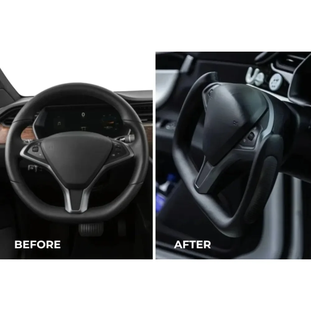 Full Leather Heating Yoke Steering Wheel For Tesla Model S 2014-2020 Model X 2016-2020 Custom Replacement Sport Steering Wheel