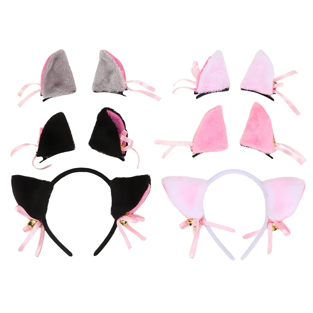 RAINBOW BOWS Cat Ear Hair Wear Girls Anime Cosplay Costume Plush Hairband Night Party Club Bar Decorate Headband Hair Accessory