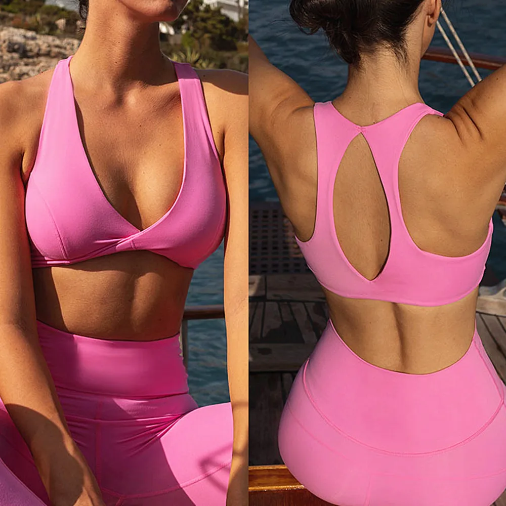 

Women's Underwear Rib Sport Bra With Chest Pad Fitness Running Tank Top Tight Elastic Gym Yoga Bras Push Up Workout Bra