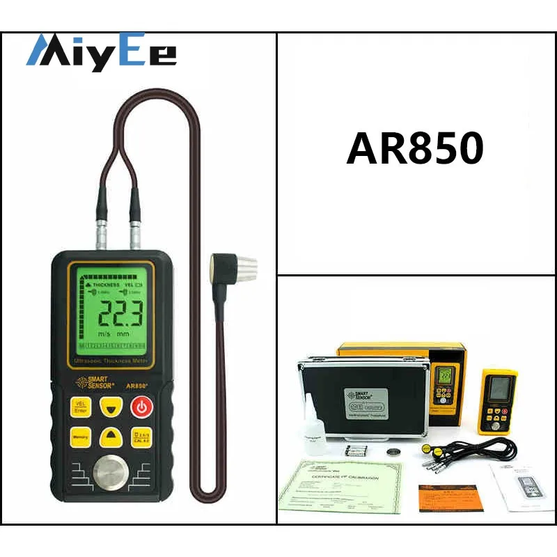 

AR850 + 1,2-225 мм высокоточный ручной ультразвуковой толщиномер для металла/стекла/нержавеющей стали