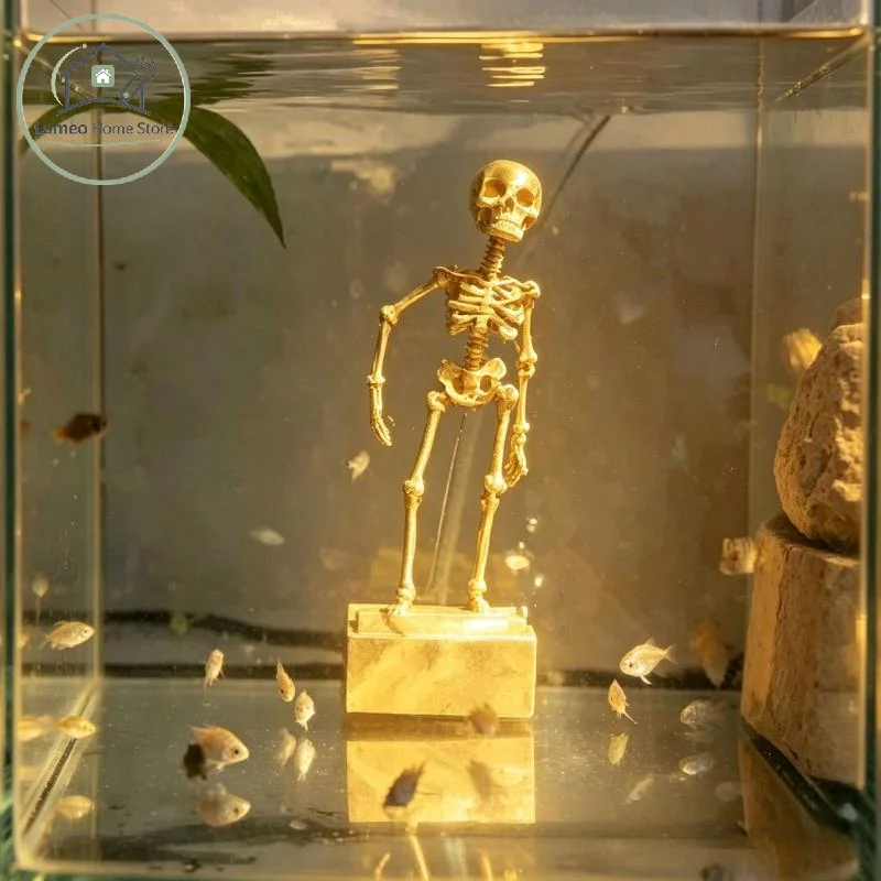 Water Dance Skull Fish Tank Decor No Power Self-Swaying Aquarium Ornament Safe Non-Toxic for Betta Guppy Fish Tanks Home Aquari