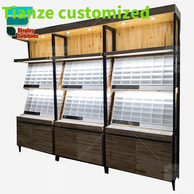 Customized-Custom Vitrine Eyewear Glasses Display Showcase Furniture Wooden Eyewear Display Shelf Eyeglass Counter Weight