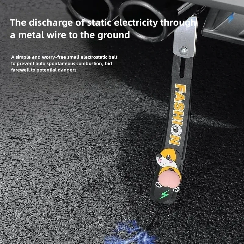 Cartoon Dog Car Anti-Static Strap Exhaust Pipe Grounding Strip Vehicle Static Eliminator Belt for Vehicle Safety