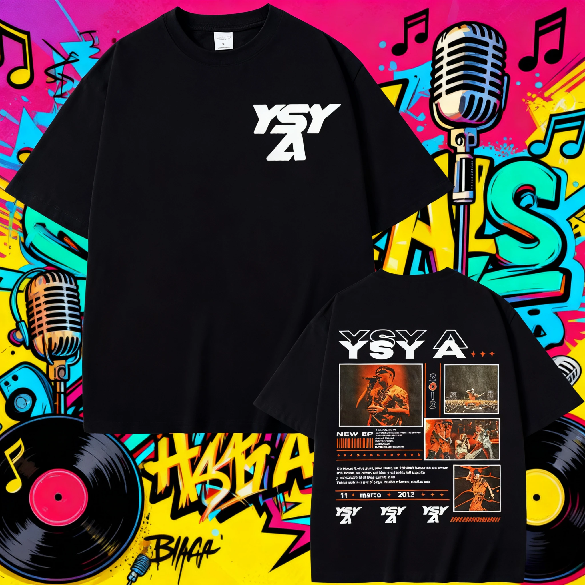 

2025-26 YSY A Trampa Al Tiemopo Tour 2025 Merch T-Shirt, Men, Harajuku Hip Hop Fashion Street T-Shirt Extra Large Cotton T-Shirt