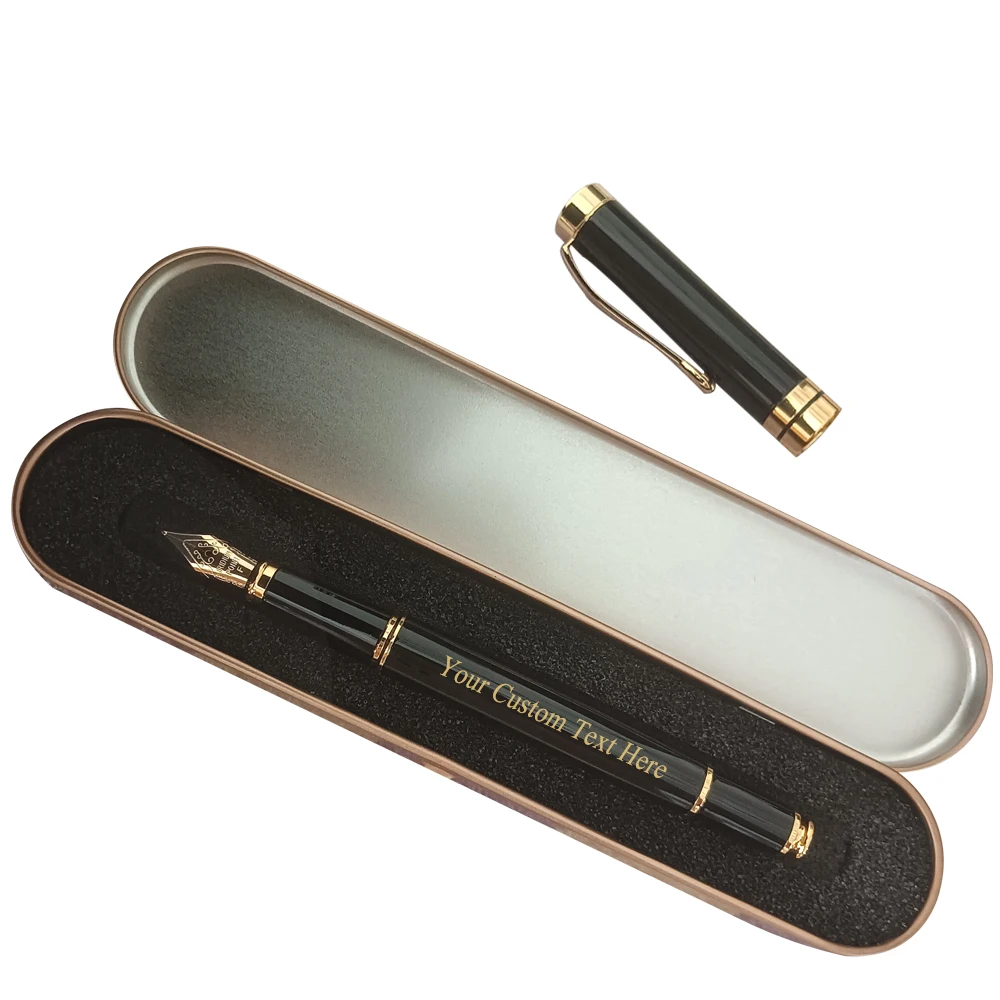 Custom Engraving Fountain Pen Box Gift School Supplies Stationery Men Luxury High Quality Writing Office Metal Students