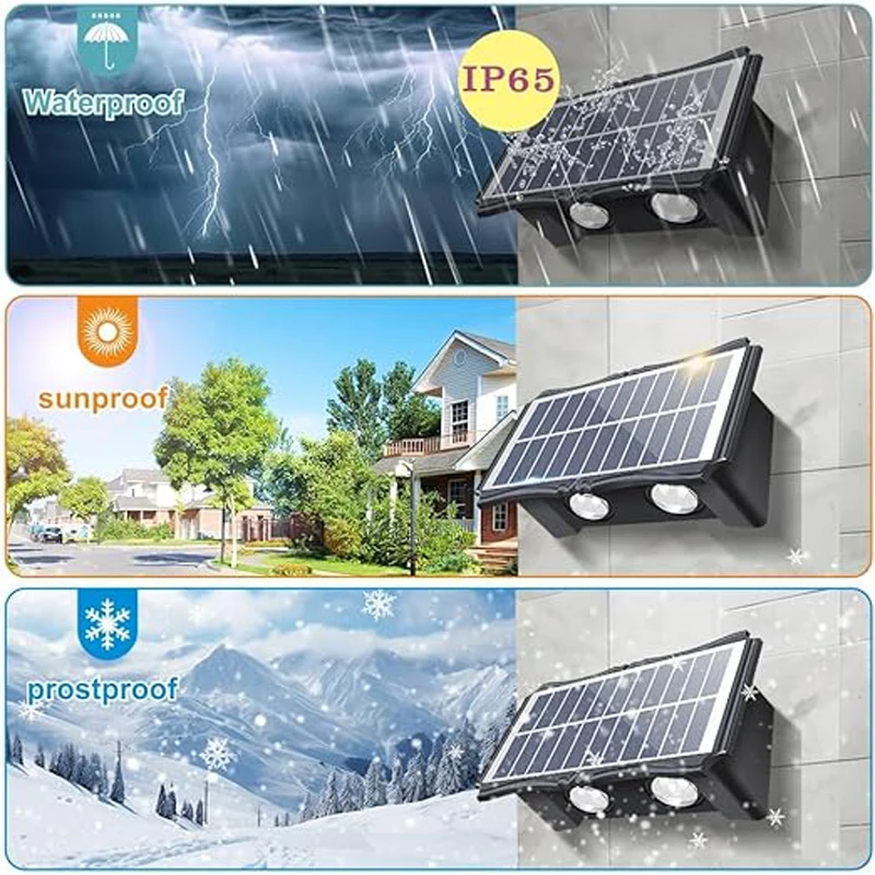 Imagem -03 - Led Solar Outdoor Wall Washer Lights Candeeiro Impermeável Luz da Varanda para Pátio Lâmpadas Exteriores do Jardim