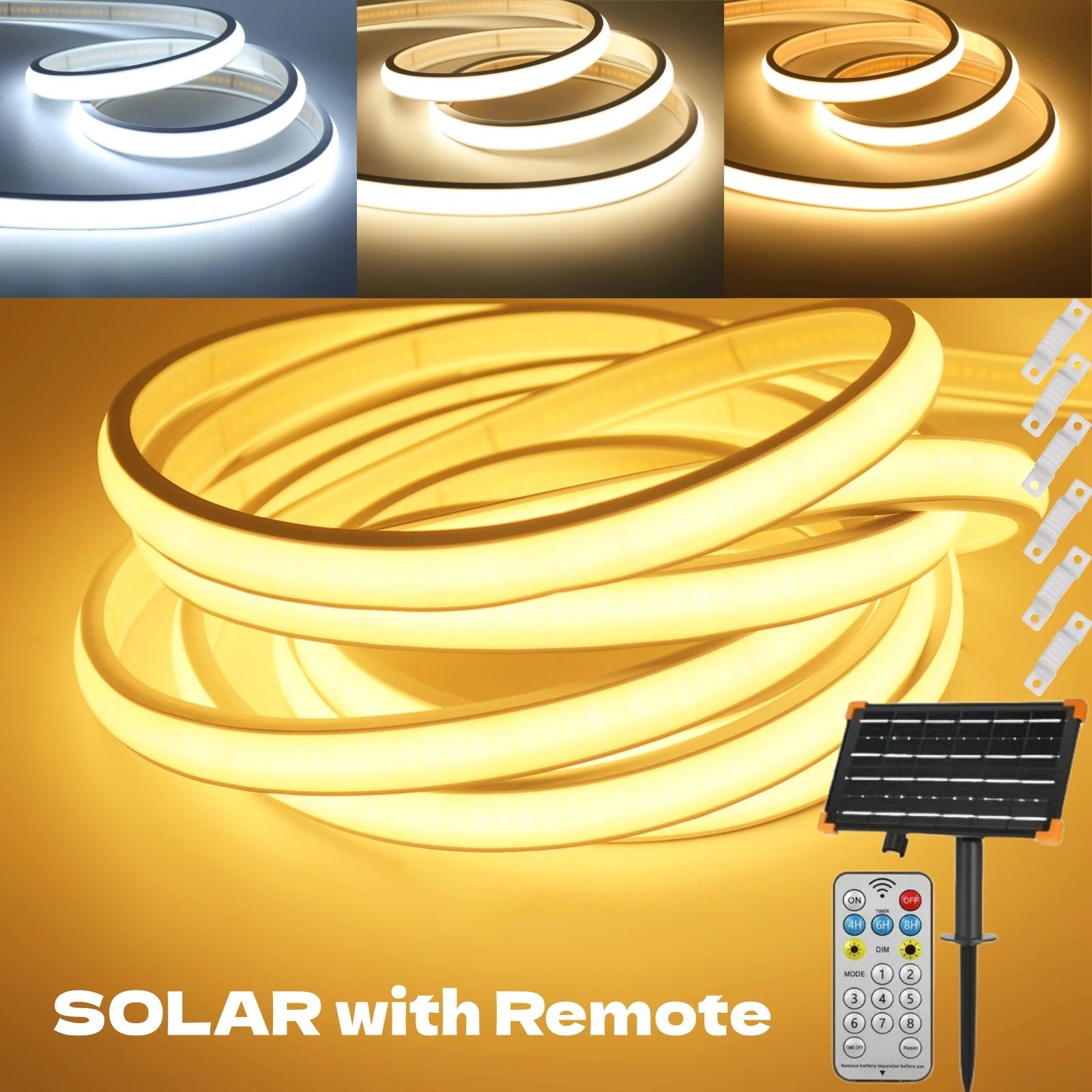 24V COB Solar Neon Light Strips 320LEDs/M Tape Lamps Ribbon LED Diode Rope IP67 RA90 Dimmable Backlight Cold Natural Warm White