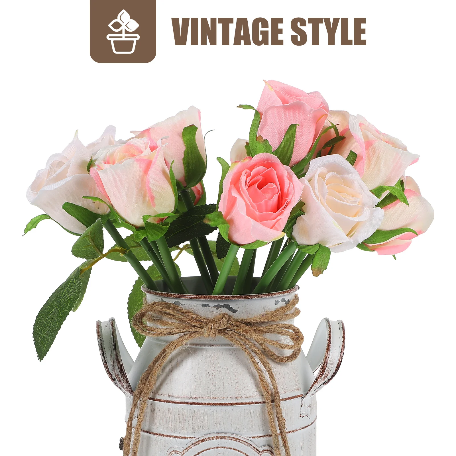 

Vintage Iron Flower Bucket Rustic Decorative Metal Vase Pitcher Home Living Room Garden Plant Holder Flower Pot Adornment