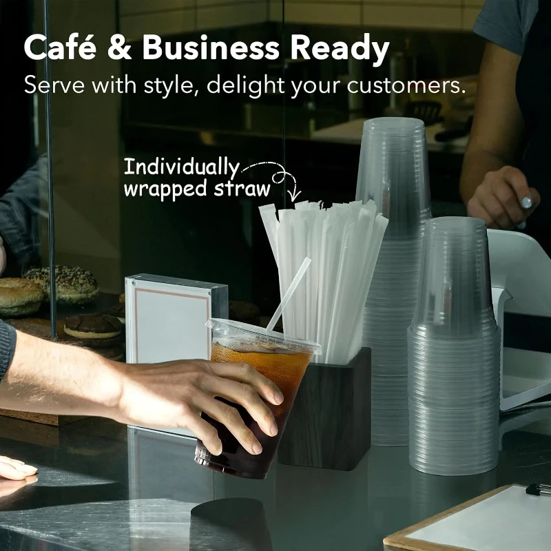 

1216oz Clear Disposable Plastic Cup with Lid for Weddings Birthdays Parties Camping Smoothies Milkshakes Coffee And Cold Drinks