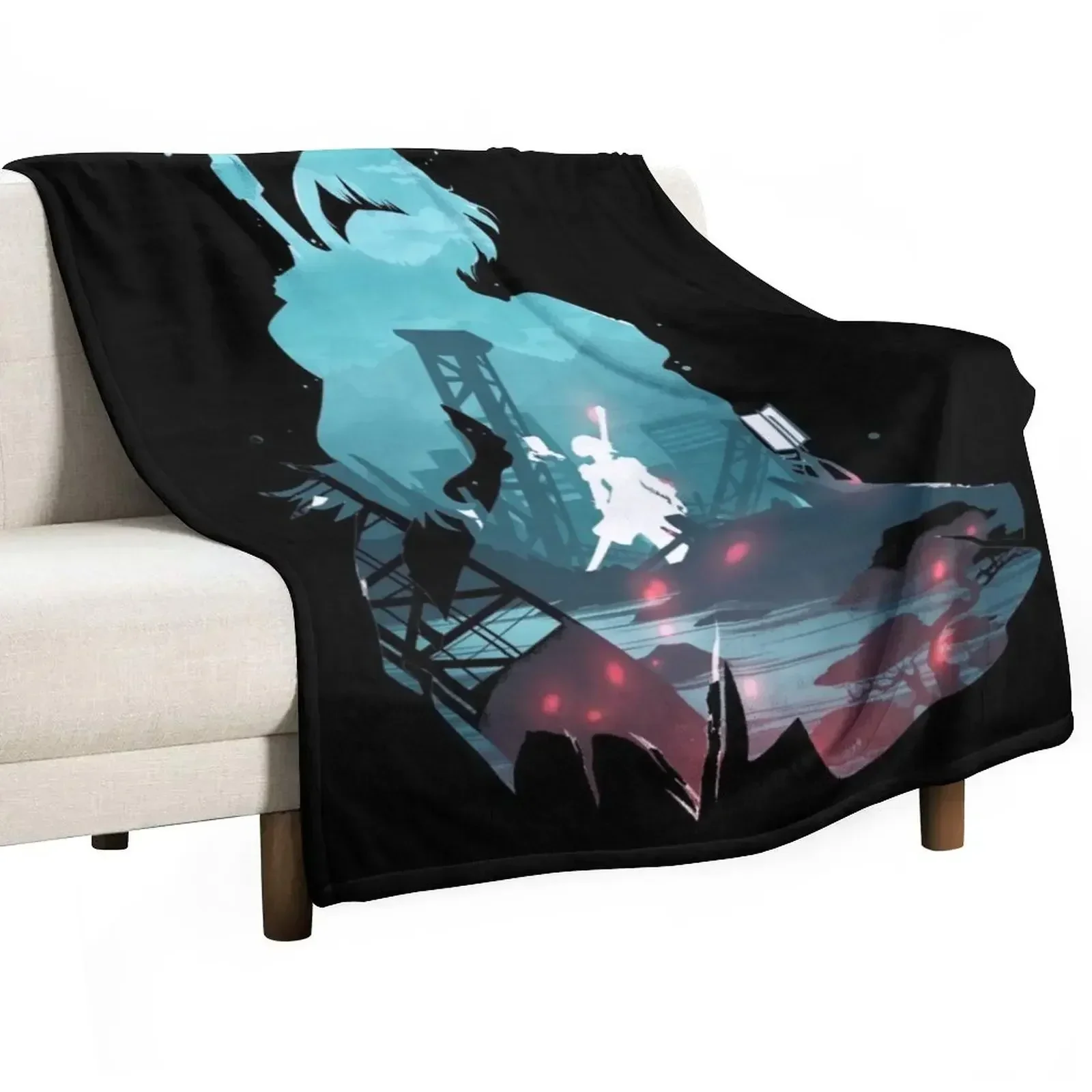 Nier Automata 2B waifu Throw Blanket Sofa Quilt Multi-Purpose Furry For Decorative Sofa Blankets