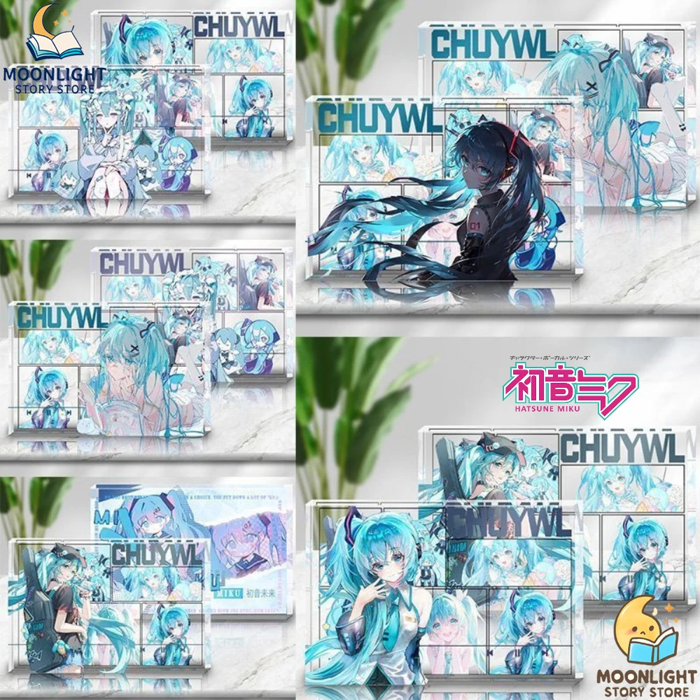 Hatsune Miku Anime Merch Fotorahmen-Ornamente für Schreibtisch und Bürodekoration, Acrylständer zum Präsentieren von Fotos, Geschenk für Musikfans